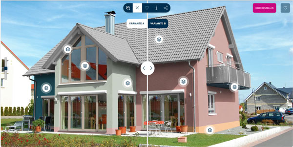 Bild Vergleich Fassadengestaltung Einfamilienhaus