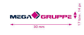 Kleinste Darstellung Logo MEGA Gruppe ohne Leitbild Print und Web