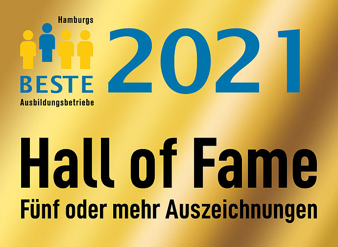 Bild Hamburgs beste Ausbildungsbetriebe Siegel Hall of Fame 2021